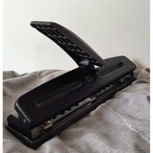 Acco 3 Hole Punch with Lever Handle Black Gray #74865 #74030